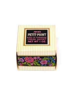 Avon Petit-Point Bird Of Paradise Cream Sachet 1 Oz Assume Content UN-USABLE VTG
